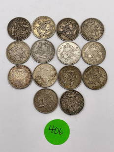 (14) Australia 6 Pence .925 Silver (#406): (14) Australia 6 Pence .925 Silver (#406): Includes 1910, 1919, (2) 1926, 1941, (5) 1942, 1943, 1946, 1950, 1962.
