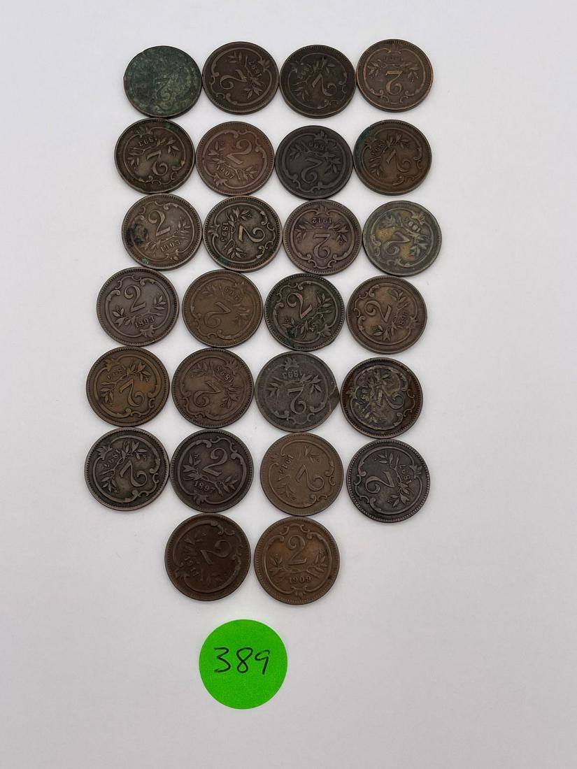 (26) Austria Bronze 2 Heller Franz Joseph I Coins (#389) (1 of 4)