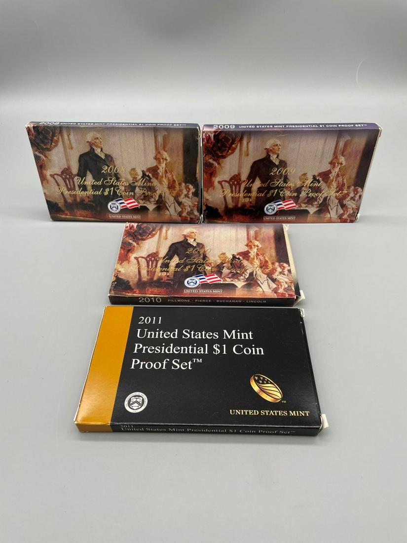 2008, 2009, (2) 2010 Proof Presidential $1 Coin Sets (1 of 4)