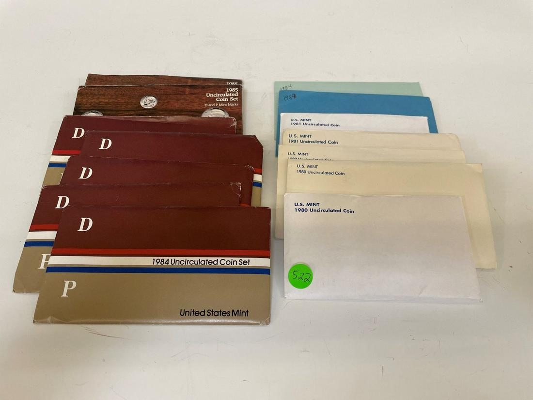 (13) United States Uncirculated Mint Sets in Envelopes (#522) (1 of 3)