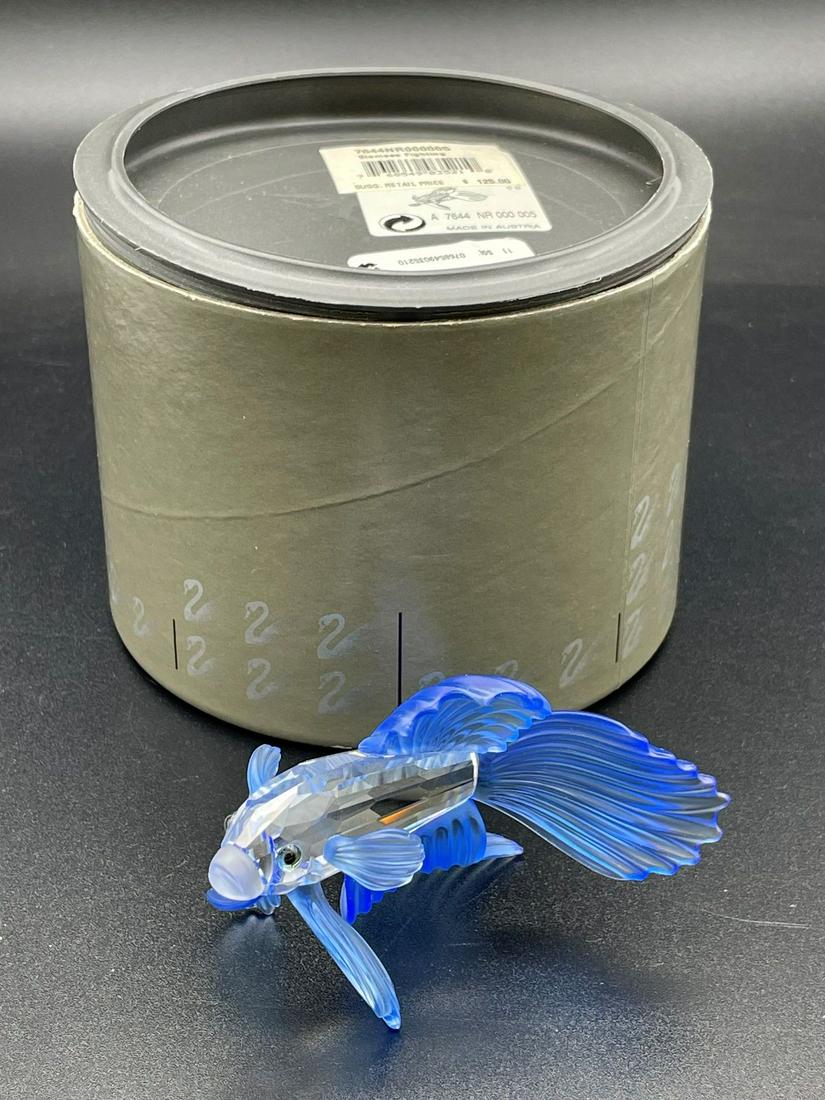Swarovski Crystal Siamese Fighting Fish Blue With Box (1 of 3)