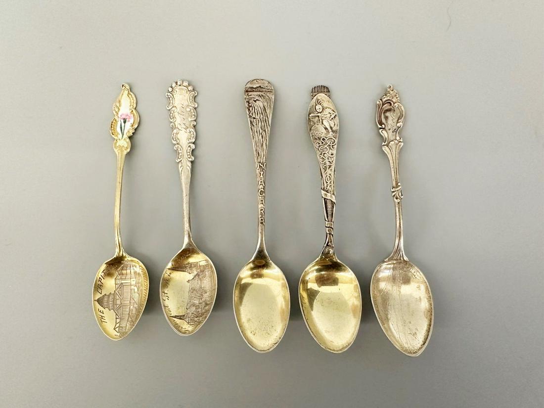 (5) Sterling Silver Demitasse Souvenir Spoons (1 of 3)