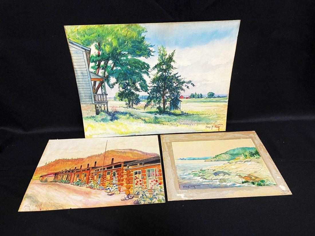 (3) Hans H. Volck Watercolor Paintings Unframed (1 of 7)