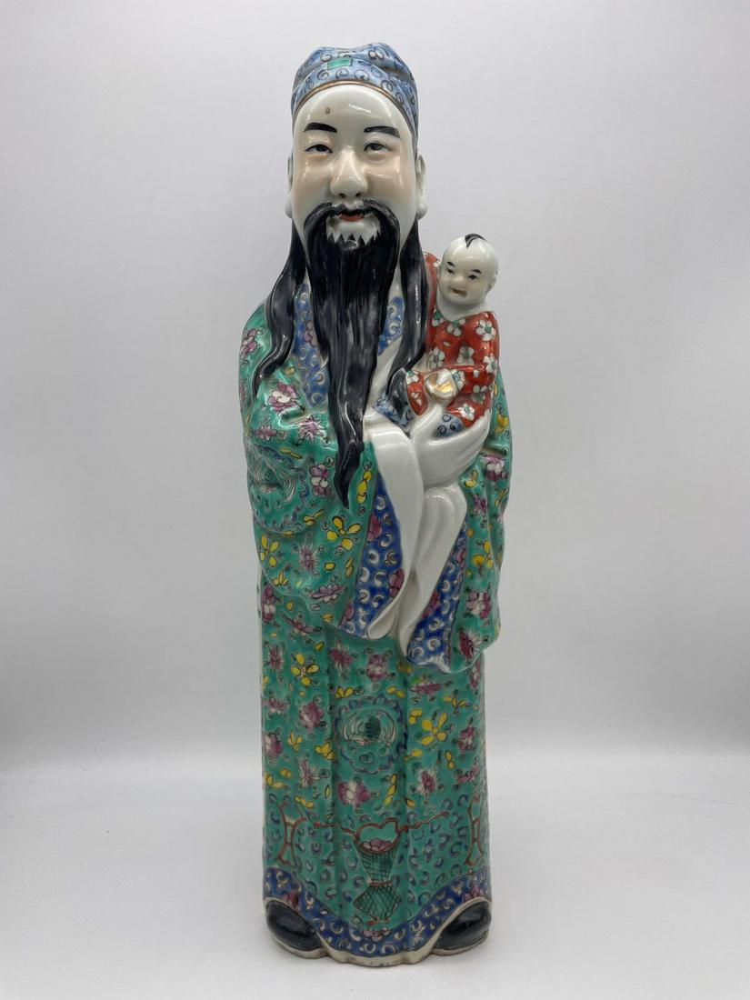 Famille Rose Fu Lu Shou Star god of Prosperity Figurine (1 of 8)