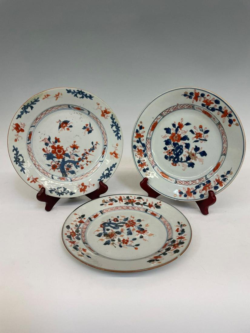 (3) Kangxi Famille Plates With Flowers Chinese Porcelain (1 of 6)