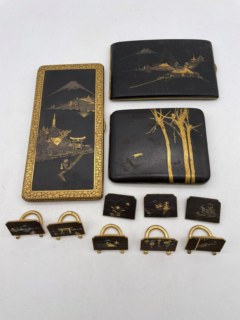 Group of Japanese Champleve Place Card Holders and Cigarette Cases (1 of 12)