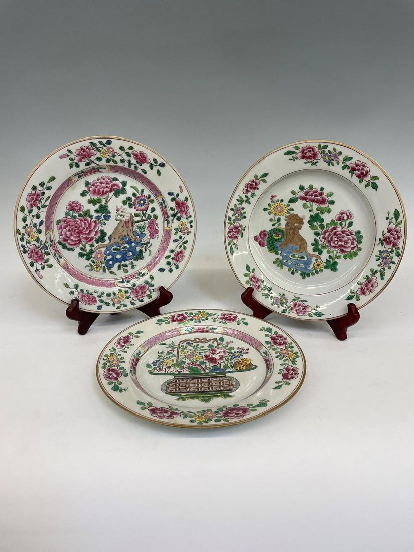 (3) Chinese Famille Rose Plates (1 of 5)