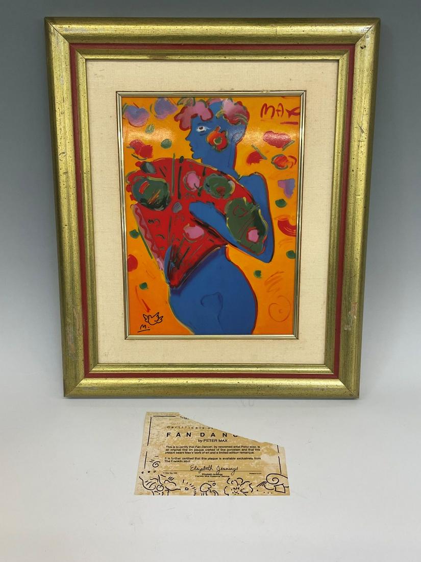 Peter Max Porcelain Plaque Franklin Mint "Fan Dancer" (1 of 4)