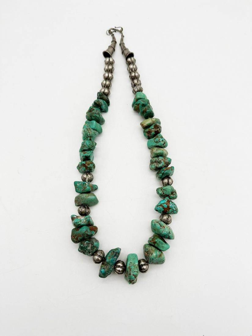 Heavy Chunky Sterling Silver Turquoise Necklace (1 of 4)