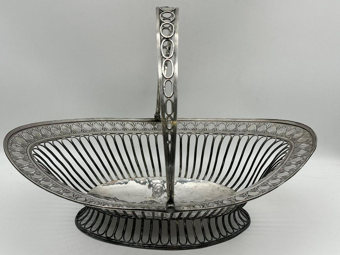 Large Silver Plate Reticulated Handled Fruit Basket (1 of 5)