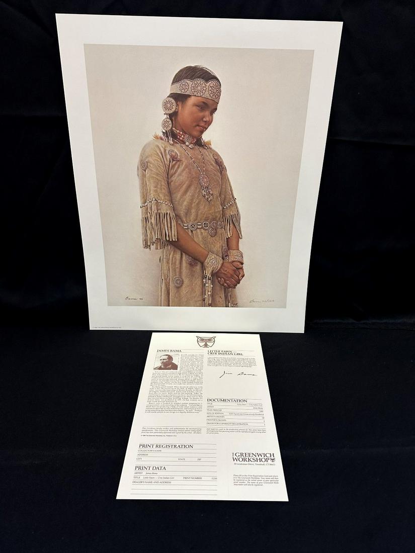 James Bama S/N Lithograph "Little Fawn Cree Indian Girl" 1989 (1 of 3)