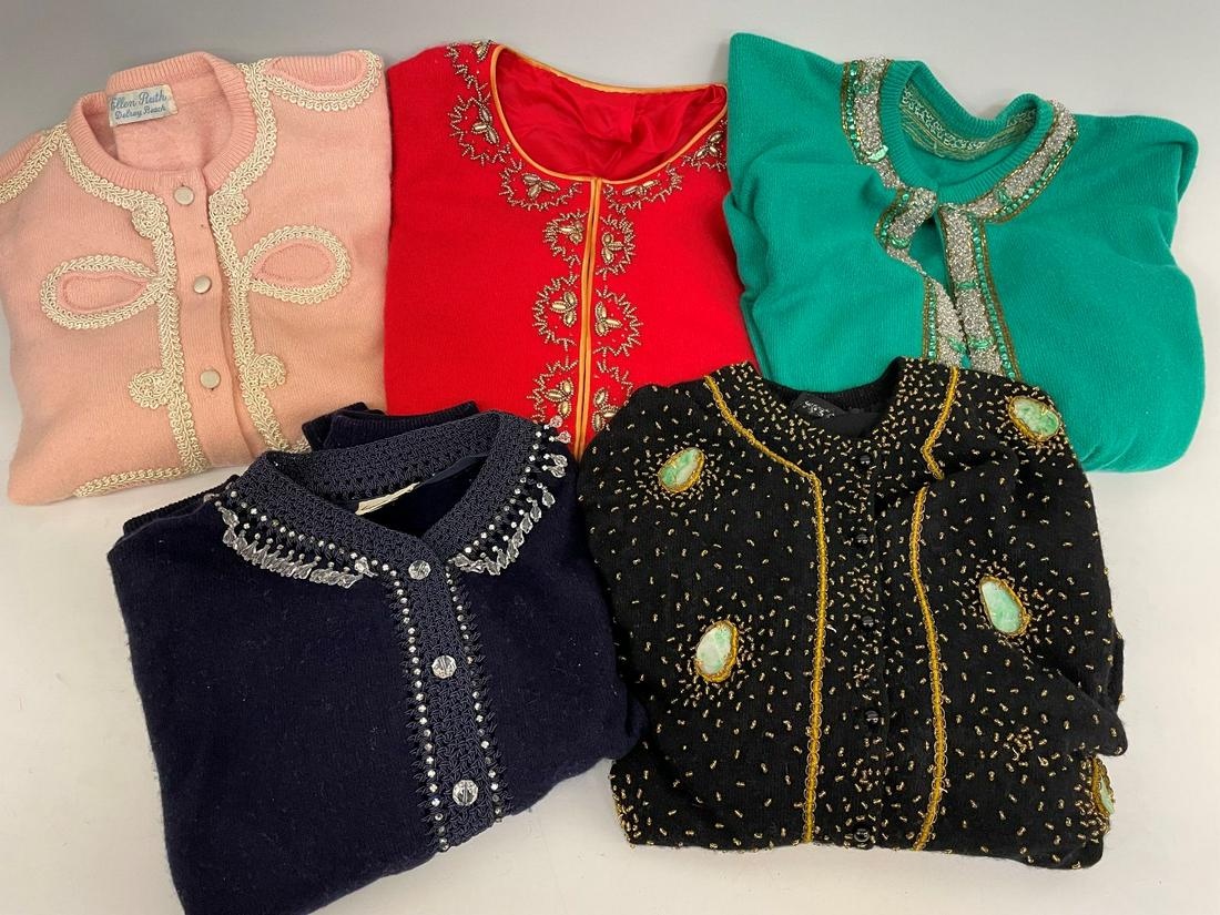(5) Vintage Cashmere Sweaters: (5) Vintage Cashmere Sweaters: Nice group of decorated vintage cashmere sweaters