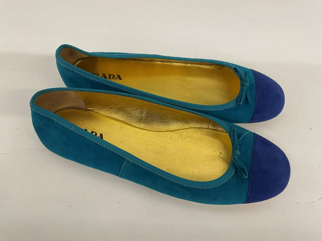 Prada Aqua Blue Ballet Flats: Prada Aqua Blue Ballet Flats: Used and size 38.