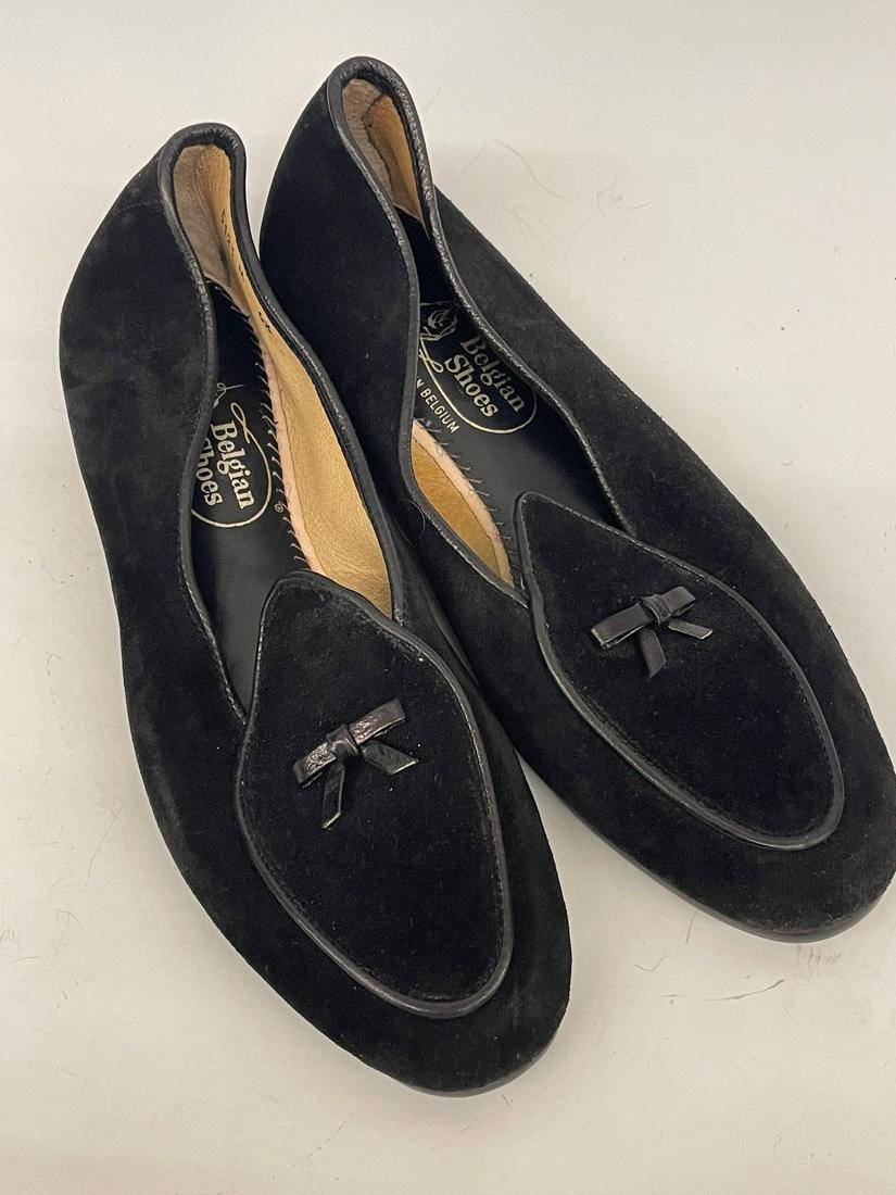 Belgian Shoes Black Suede Travelette Loafers: Belgian Shoes Black Suede Travelette Loafers: Used size 6 1/2 marked 5121M