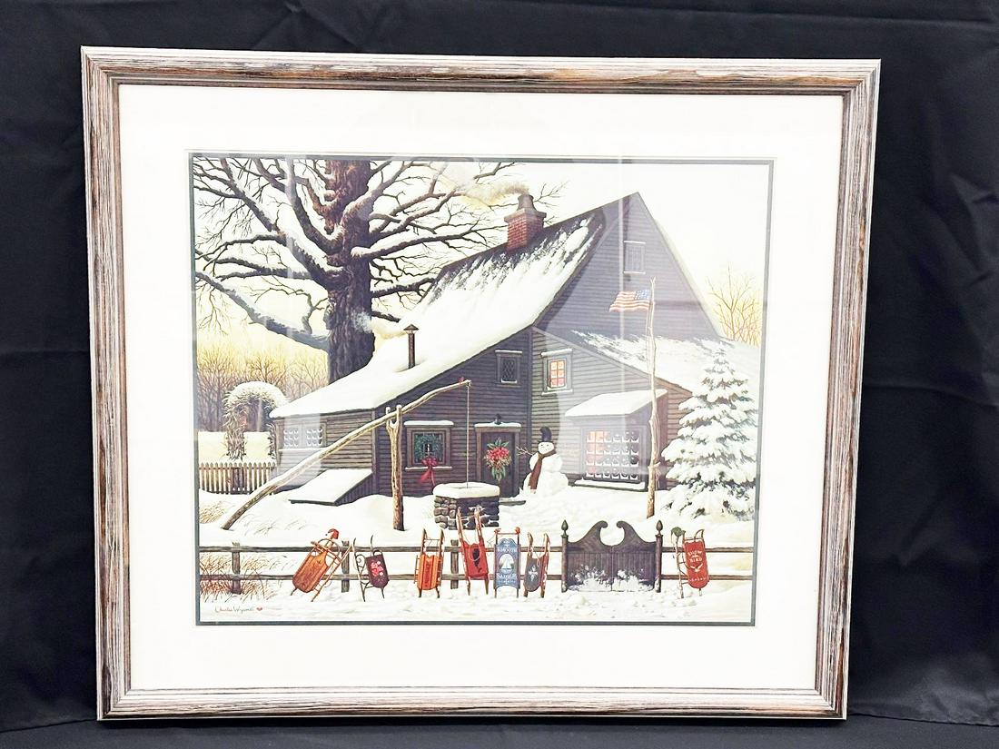 Charles Wysocki Print Matted, Framed "Cocoa Break at the Copperfield's" (1 of 1)