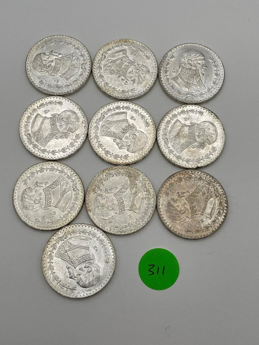 (10) 1967 Mexico Un Peso .100 Uncirculated Condition (#311): (10) 1967 Mexico Un Peso .100 Uncirculated Condition (#311): Uncirculated .100 silver