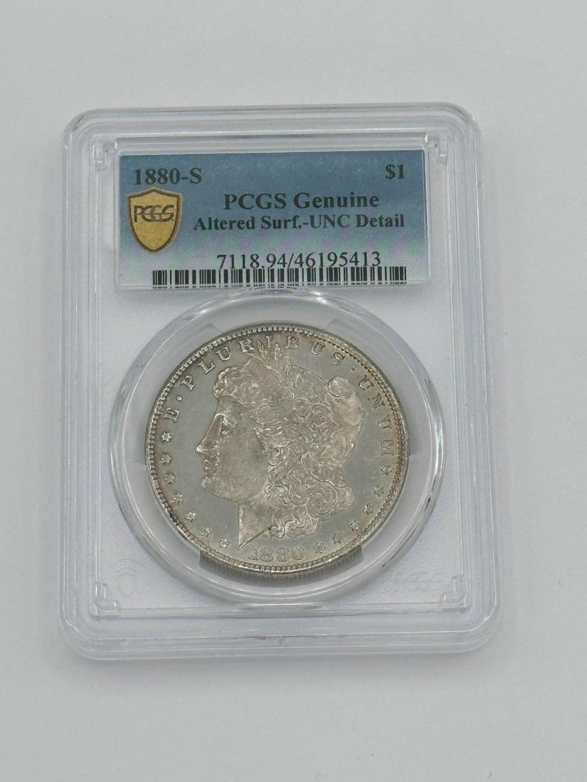 1880-S Morgan Silver Dollar PCGS Genuine UNC Detail (1 of 4)