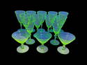 (14) Mandalay Dine Uranium Vaseline Wine and Martini Glasses