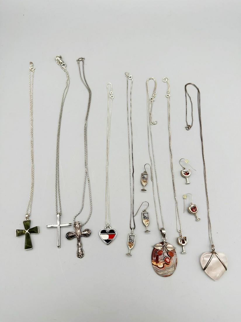 (8) Sterling Silver Pendant Necklaces and Earrings (1 of 4)