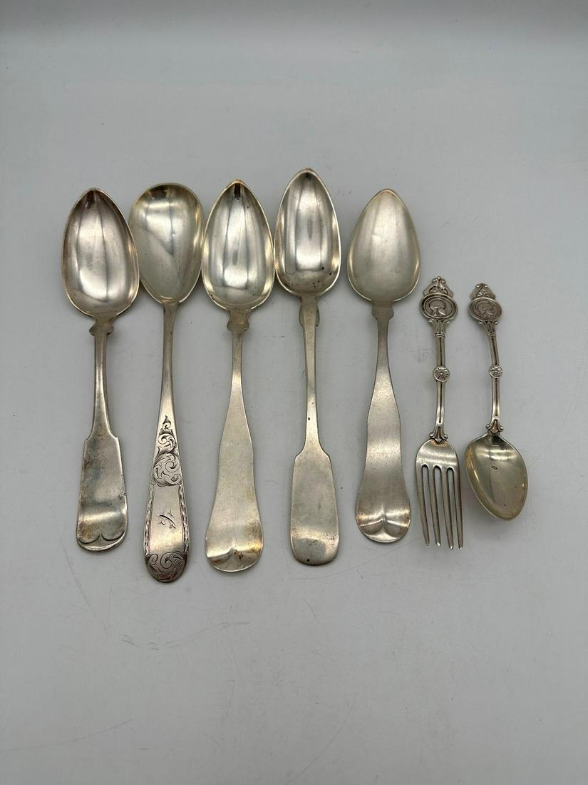Group of Coin Silver Spoons Including Medallion (1 of 4)
