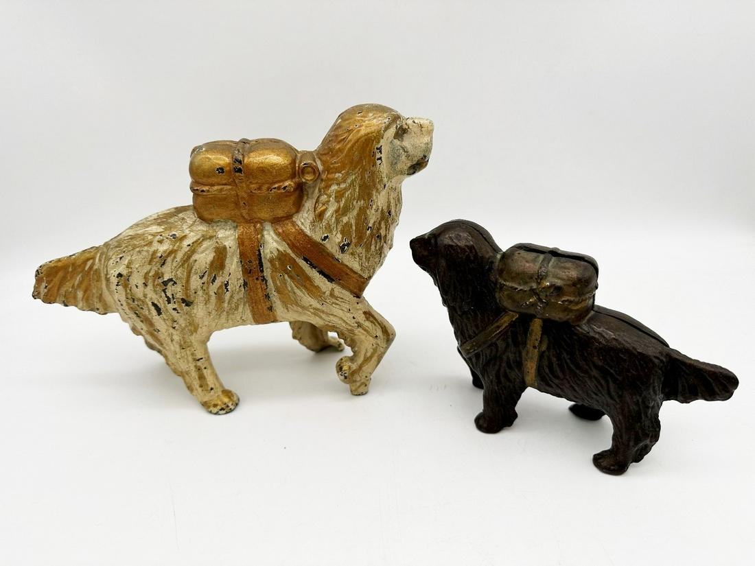 (2) A.C. Williams 1920's St. Bernard Cast Iron Still Banks (1 of 8)