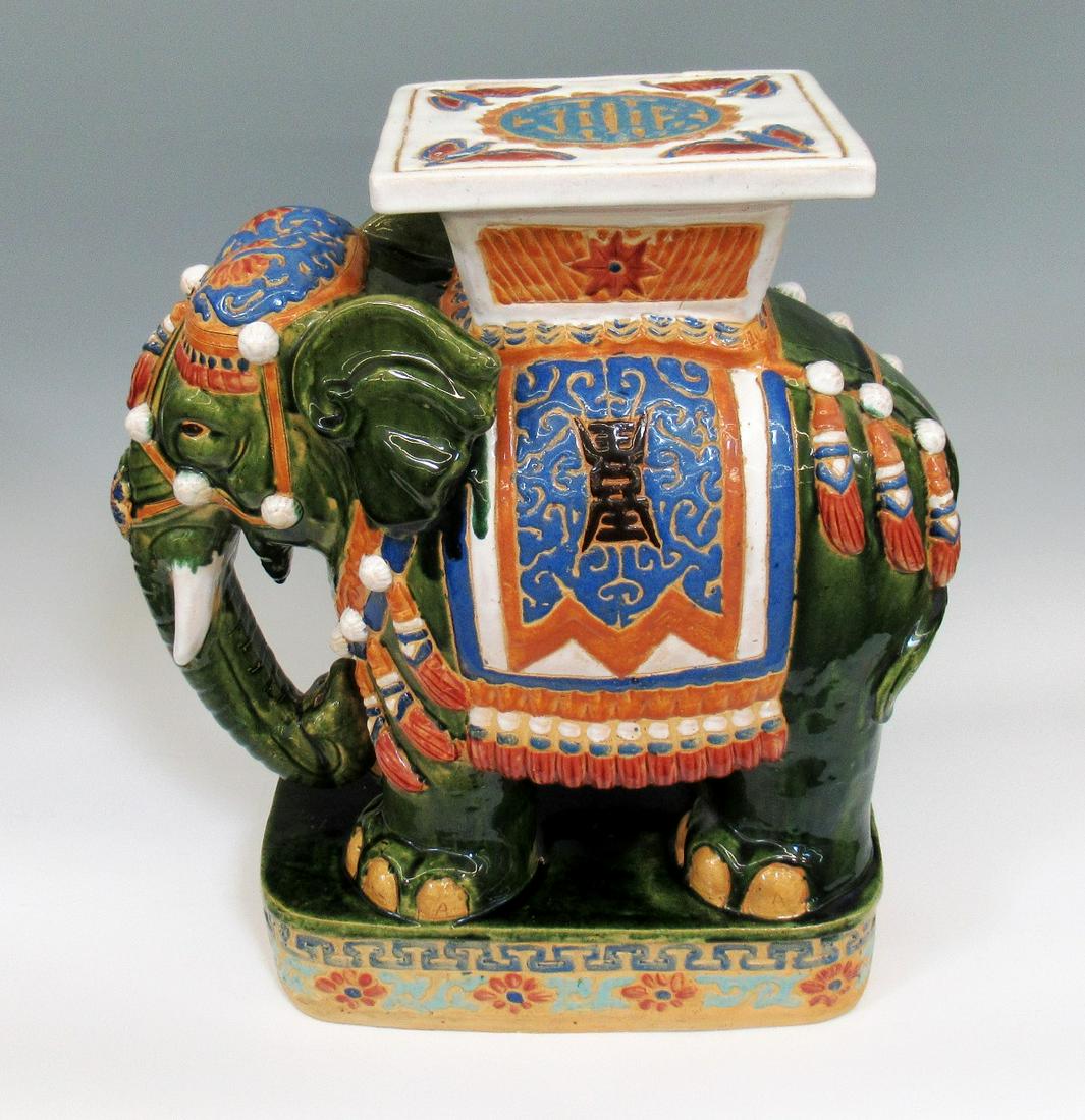 Chinese Sancai Glaze Elephant Roof Tile: Chinese Sancai Glaze Elephant Roof Tile measures Length 19" x Width 9 1/2" x Height 10 3/4". Condition is good, with one crack on bottom.