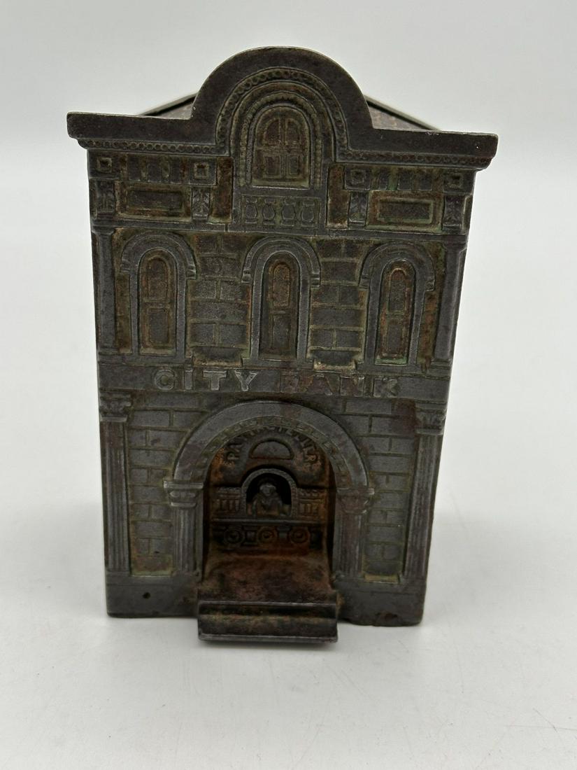 H.L. Judd Cast Iron Still Bank "City Bank With Teller" 1880 (1 of 7)