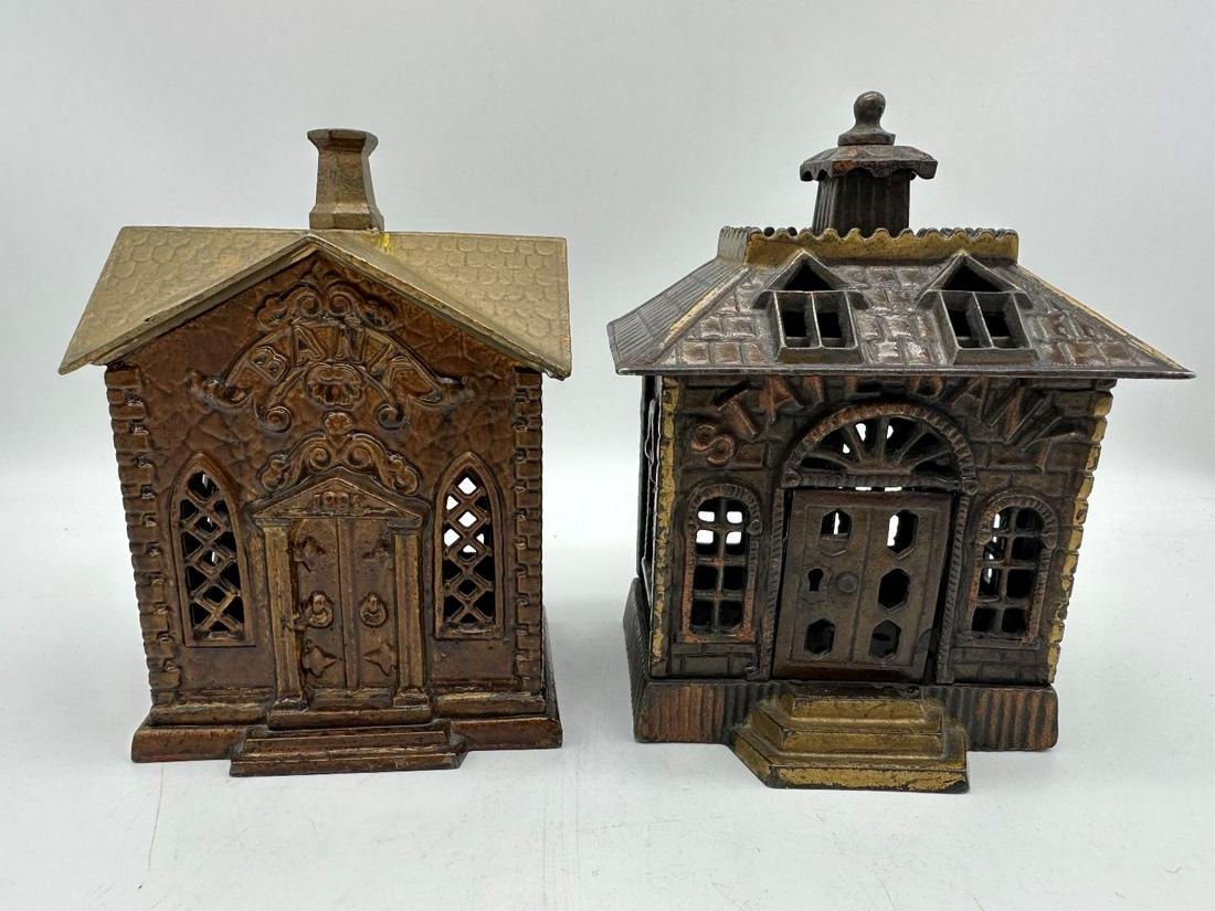 (2) Cast Iron Still Banks Kyser and Rex Church Villa, Kenton State Bank (1 of 9)