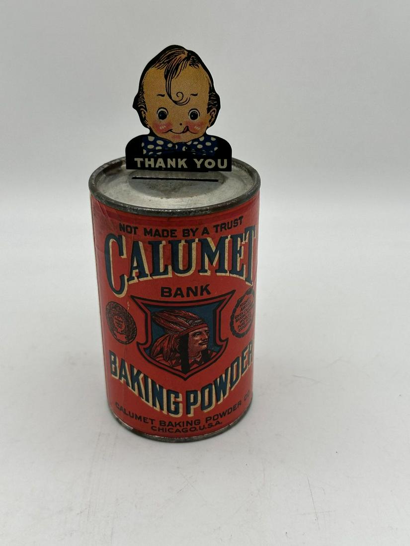 Calumet Baking Powder Advertising Tin Still Bank 1920's (1 of 4)