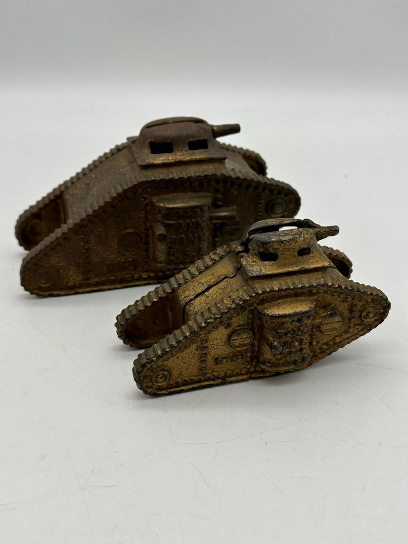 (2) A.C. Williams Cast iron Tank Still Banks 1918-1920's (1 of 6)