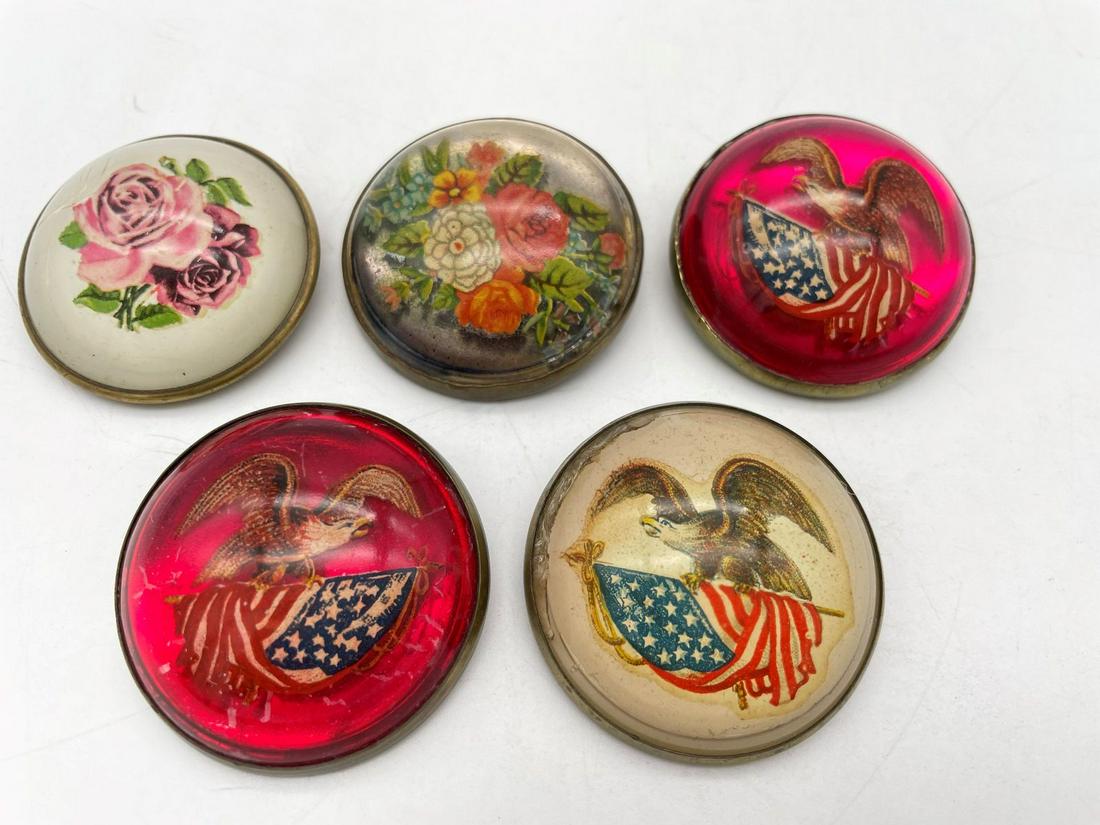 (5) Antique Horse Bridle Rosette Brooches (1 of 6)