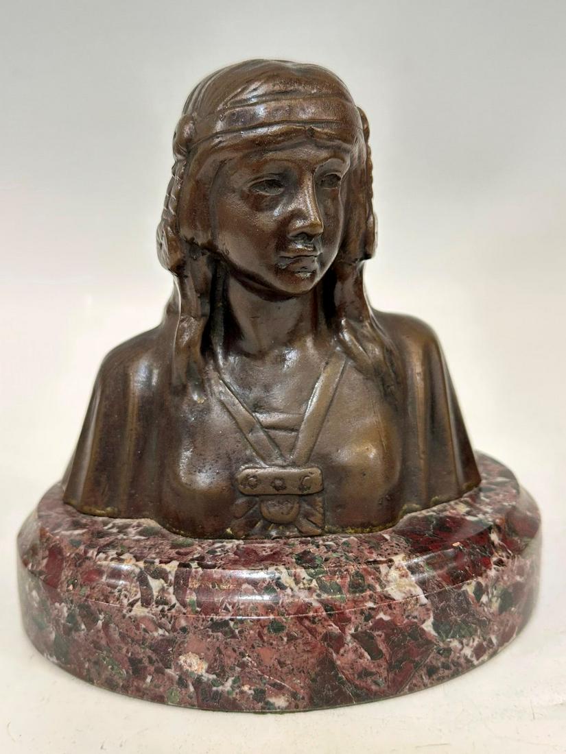 James Earle Fraser c1921 Beatrice Bronze on Marble Plinth (1 of 4)