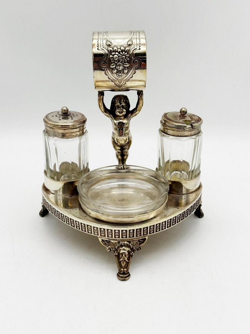 Rogers Smith and Co. Victorian Figural Quadruple Silver Plate Breakfast Caddy (1 of 7)