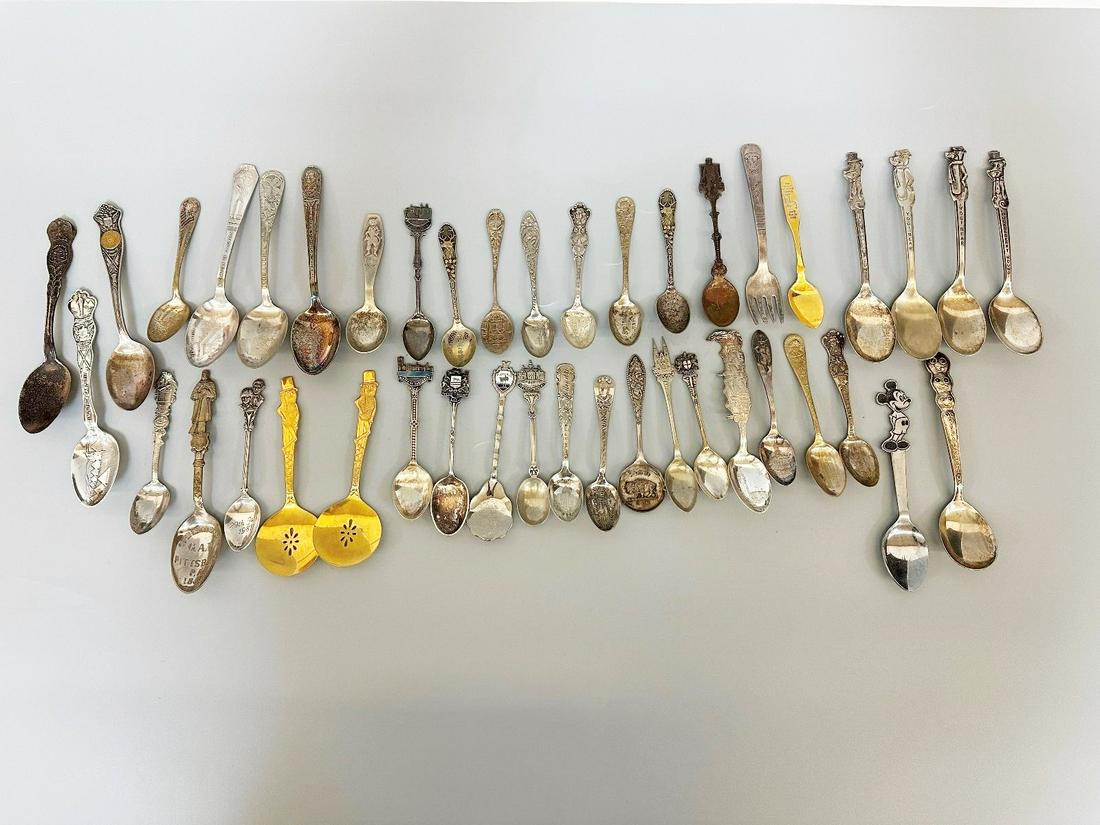 (41) Group of Souvenir Spoons: Silver Plate, Brass (1 of 12)