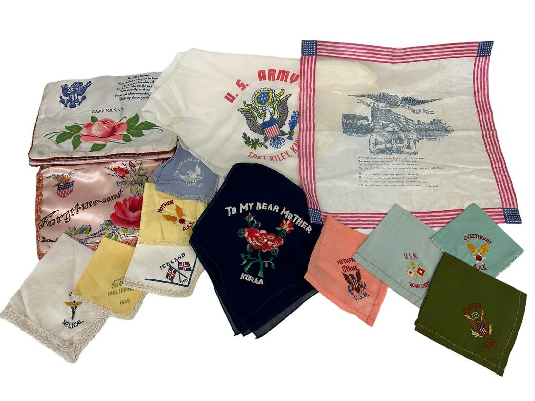 Group of Silk World War II Handkerchiefs and Pillow Covers (1 of 8)