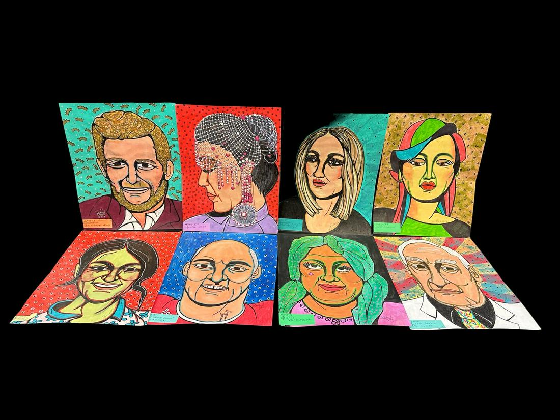 (8) Dorothy Baka Caricature Paintings on Paper (1 of 1)