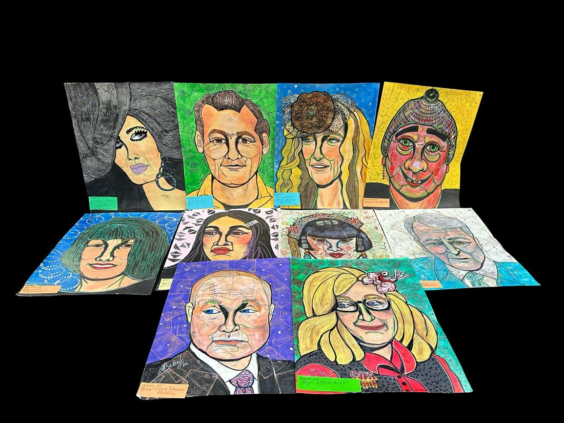 (10) Dorothy Baka Caricature Paintings on Paper (1 of 5)
