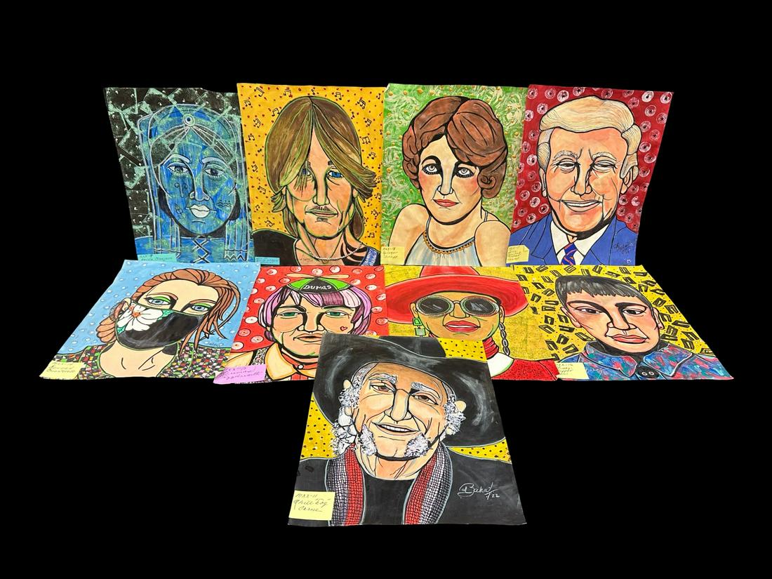 (9) Dorothy Baka Caricature Paintings on Paper (1 of 4)