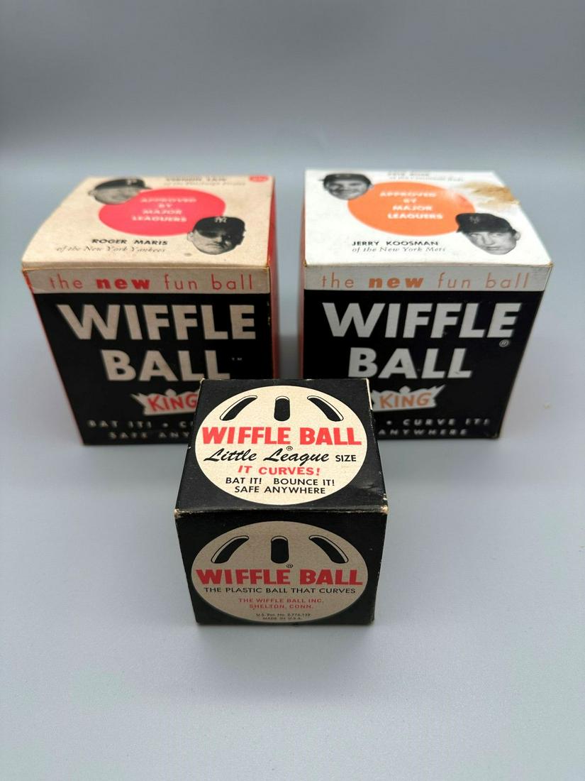 (3) Original Vintage Wiffle Balls in Boxes: Roger Maris, Pete Rose (1 of 6)