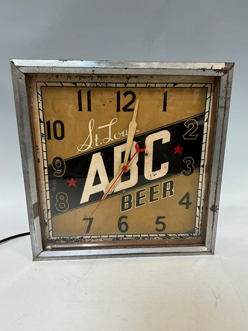 RARE St. Louis ABC Beer Advertising Clock Middleburg Electric Clock Co. (1 of 8)