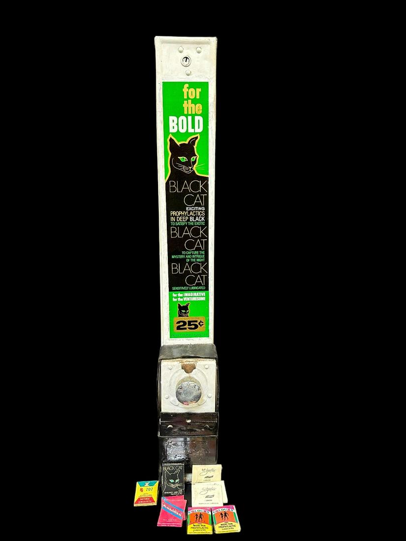 Black Cat Prophylactics Vending Machine C.1960's With (9) Wrapped Prophylactics (1 of 6)