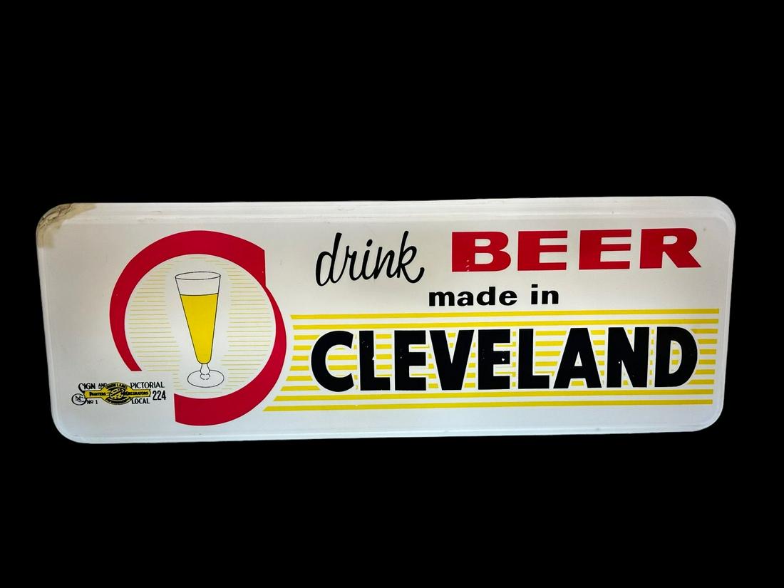 Drink Beer Made in Cleveland Advertising Light Up Sign (1 of 7)