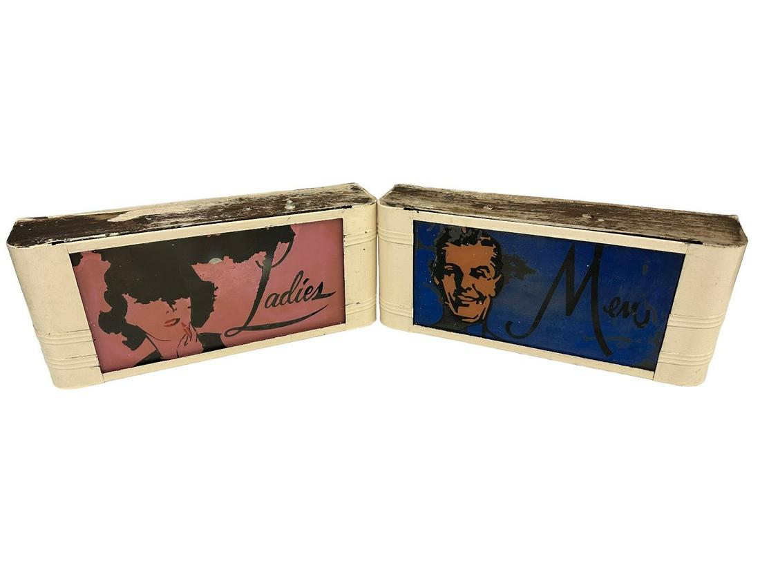 Ladies & Men's Restroom 1940's (2) Light Up Signs (1 of 3)