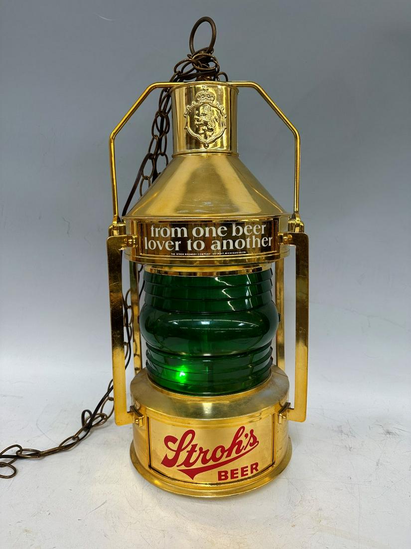 Stroh's Beer Advertising Hanging Light Up Lantern Sign (1 of 4)