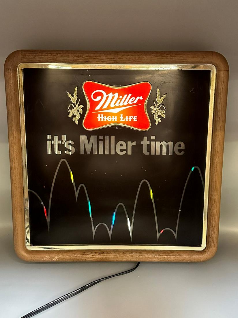 Miller Lite 1982 High Life Mountains Light Up Advertising Sign (1 of 6)