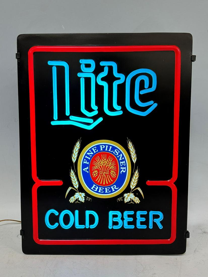 Miller Lite Cold Beer Advertising Light Up Sign (1 of 5)