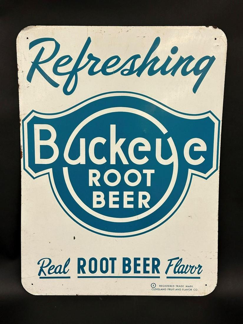 Refreshing Buckeye Root Beer Metal Advertising Sign (1 of 7)