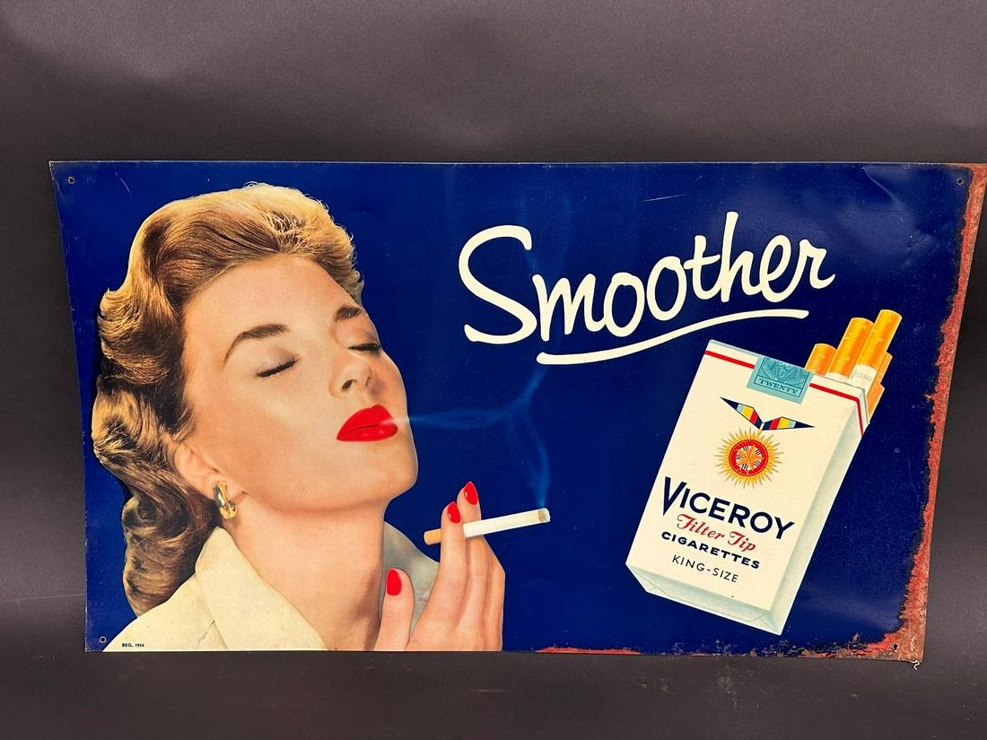 1954 Viceroy Cigarettes Metal Single Sided Advertising Sign (1 of 6)
