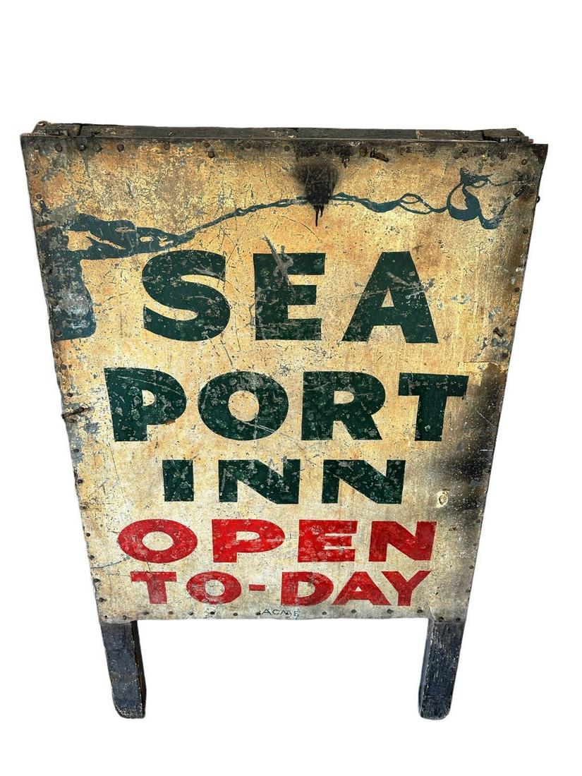 Seaport Inn Open To-Day Vintage Acme A-Frame Sign (1 of 6)