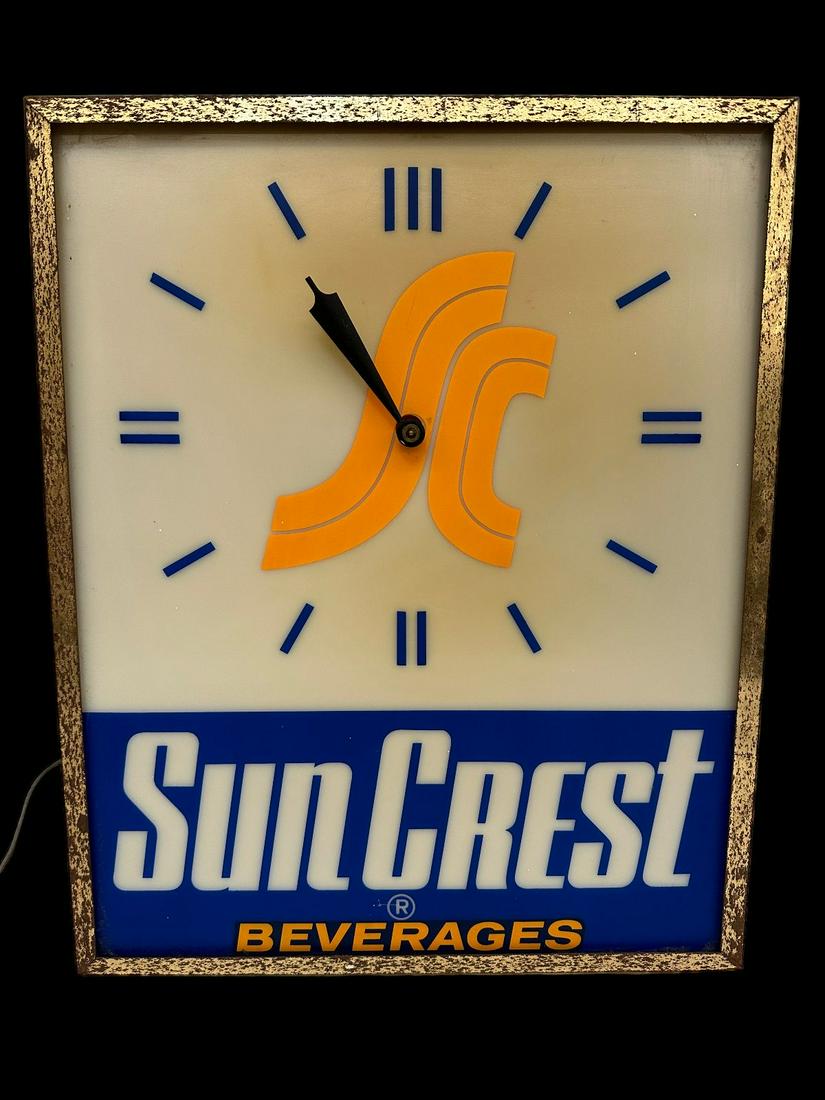 Sun Crest Beverages Advertising Light Up Sign and Clock (1 of 8)